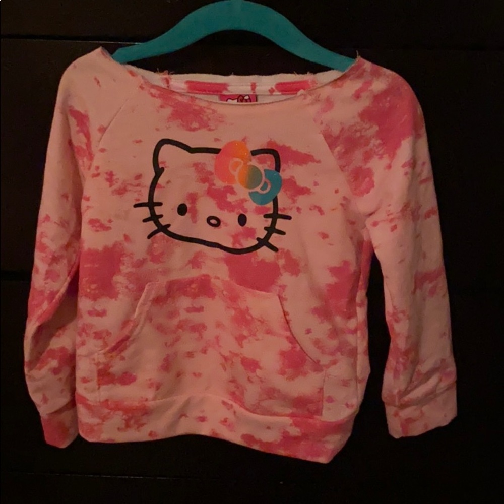 Little girls off the shoulder Hello Kitty shirt